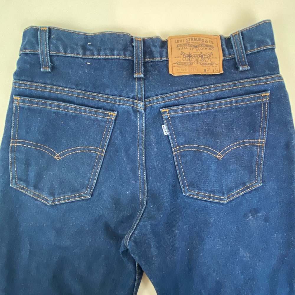 Vintage Levis 517 Jeans 31 x 34 Blue Denim White Tab Made in the USA - Picture 7 of 14
